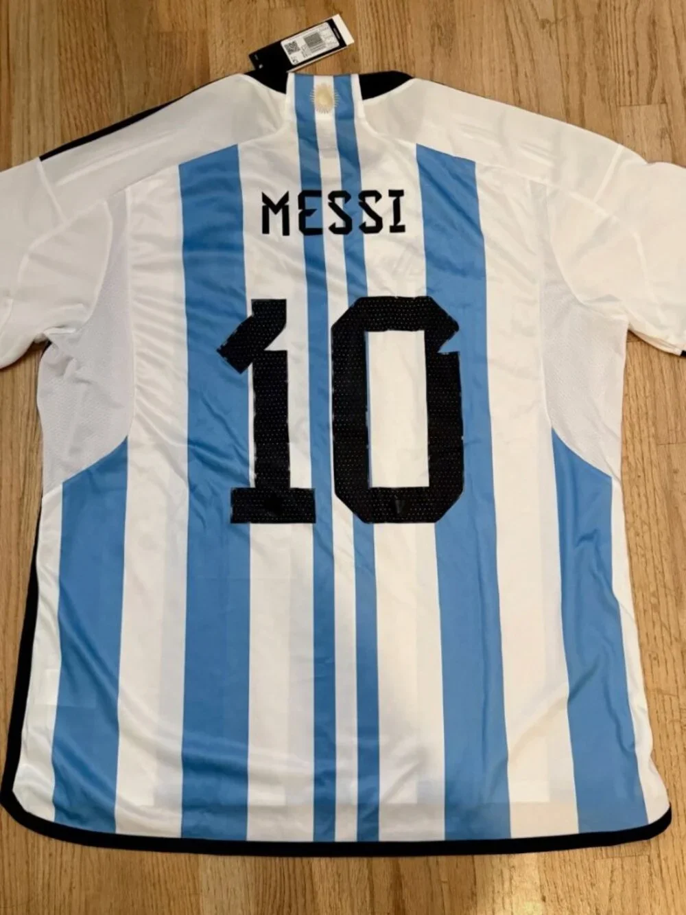 Authentic 2022 Messi Home Jersey World Cup Champs Argentina 2 Stars HF2158 XXL